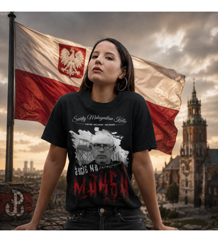 Koszulka damska MAKSYMILIAN KOLBE CZARNA